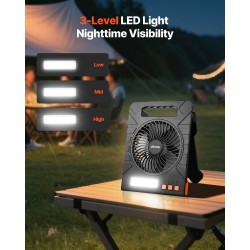 Kannettava aurinkotuuletin ABS-muovia 7-tuumainen 10000 mAh:n akulla 4-nopeuksinen LED-lyhdyllä 4 watin aurinkopaneelilla