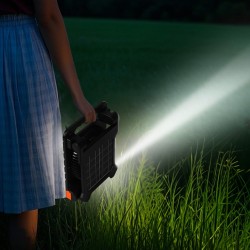 Kannettava aurinkotuuletin ABS-muovia 7-tuumainen 10000 mAh:n akulla 4-nopeuksinen LED-lyhdyllä 4 watin aurinkopaneelilla