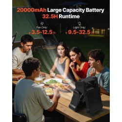 Aurinkokäyttöinen tuuletin ABS 20 cm 20000 mAh akulla taitettavalla 7 watin paneelilla