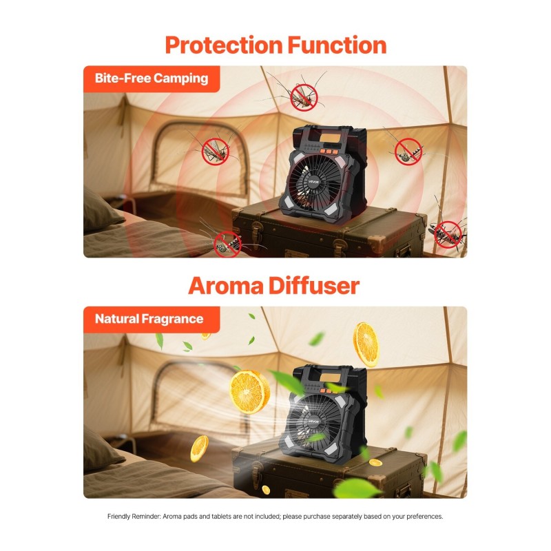 Aurinkokäyttöinen tuuletin ABS 20 cm 20000 mAh akulla taitettavalla 7 watin paneelilla