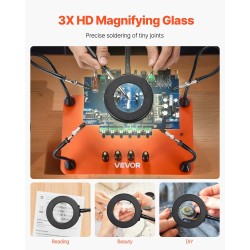 Magneettinen kolvausapuasema kolmekertainen suurennuslasi LED-valaistus neljä taipuisaa vartta teräspohja