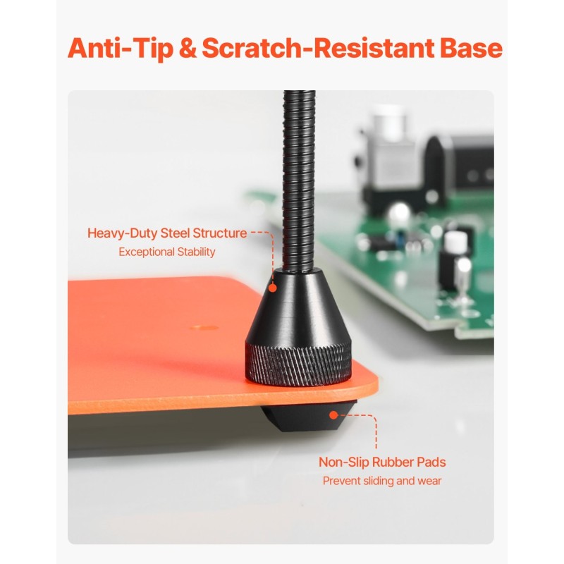 Magneettinen kolvausapuasema kolmekertainen suurennuslasi LED-valaistus neljä taipuisaa vartta teräspohja