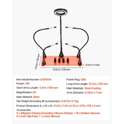 Magneettinen kolvausapuasema kolmekertainen suurennuslasi LED-valaistus neljä taipuisaa vartta teräspohja