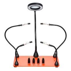 Magneettinen kolvausapuasema kolmekertainen suurennuslasi LED-valaistus neljä taipuisaa vartta teräspohja