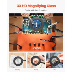 Magneettinen kolvausaseman apukäsi raskas teräspohja teräspinnoite 3X suurennus LED valaistus 4 hanhenkaulavartta