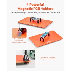Magneettinen kolvausaseman apukäsi raskas teräspohja teräspinnoite 3X suurennus LED valaistus 4 hanhenkaulavartta