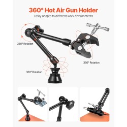 Magneettinen kolvausapuri vakaalla teräspohjalla 4 joustavaa hanhenkaulavartta liukumista estävät kumityynyt