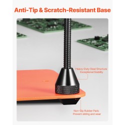 Magneettinen kolvausapuri vakaalla teräspohjalla 4 joustavaa hanhenkaulavartta liukumista estävät kumityynyt