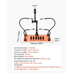 Magneettinen kolvausapuri vakaalla teräspohjalla 4 joustavaa hanhenkaulavartta liukumista estävät kumityynyt