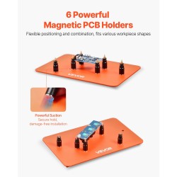 Magneettinen kolvausapuasema teräspinnoite kolminkertainen suurennuslasi viisi joustavaa vartta LED-valaistus