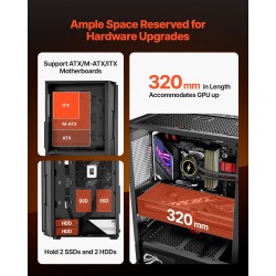 Mid-tower-pelikotelo SPCC-teräs karkaistu lasipaneeli ATX/M-ATX/ITX 4 x 120 mm ARGB-tuulettimet