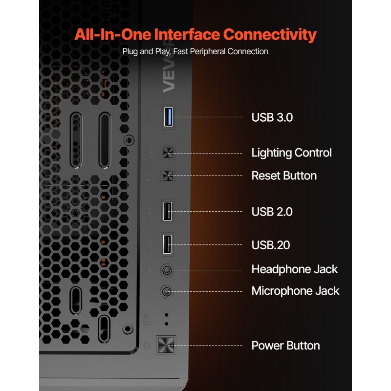 Mid-tower-pelikotelo SPCC-teräs karkaistu lasipaneeli ATX/M-ATX/ITX 4 x 120 mm ARGB-tuulettimet