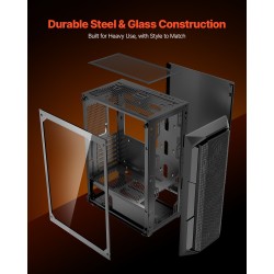 Mid-tower-pelikotelo SPCC-teräs karkaistu lasipaneeli ATX/M-ATX/ITX 4 x 120 mm ARGB-tuulettimet