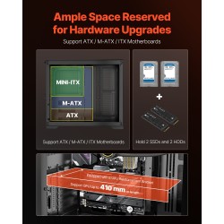 Keskikokoinen tietokonekotelo kaksikammioinen SPCC-teräs karkaistu lasi pelikäyttöön