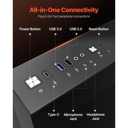 Keskikokoinen tietokonekotelo kaksikammioinen SPCC-teräs karkaistu lasi pelikäyttöön