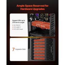 Miditornikotelo SPCC-teräs karkaistu lasipaneeli 4 x 120 mm tuulettimet ATX/M-ATX/ITX-yhteensopiva