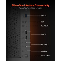 Miditornikotelo SPCC-teräs karkaistu lasipaneeli 4 x 120 mm tuulettimet ATX/M-ATX/ITX-yhteensopiva