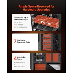 Täystornikotelo terästä ja karkaistua lasia E-ATX–ITX-yhteensopiva 410 mm näytönohjaintuki