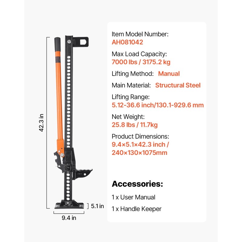 Maatilan tunkki manuaalinen galvanoitu rakenneteräs 3,18 t 130–930 mm