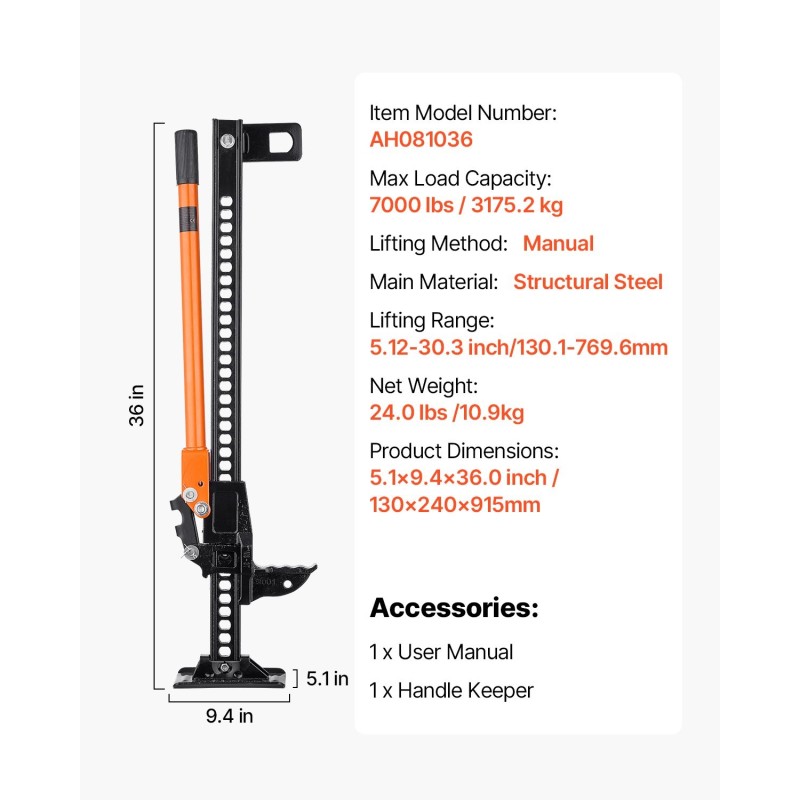 Maatalousnostin manuaalinen sinkitty rakenneteräs 3,18 t 130–770 mm