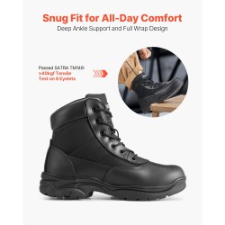 Miesten nilkkapituiset taktiset mustat saappaat vedenpitävällä liukastumista estävällä kumipohjalla