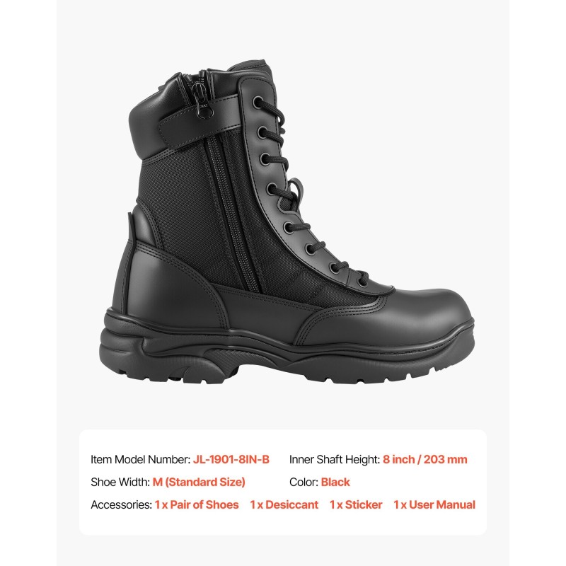 Miesten taktiset saappaat 203 mm varsi vesitiiviit hengittävät mustat
