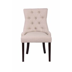 Tyylikäs pehmustettu ruokapöydän tuoli kankaalla ja koristeompeleilla