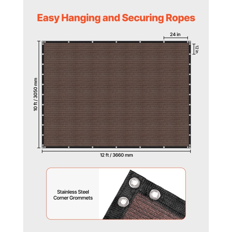 Varjokangas korkeatiheyksinen polyeteenikangas 140 g/m² 90% 3050 x 3660 mm ruskea