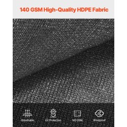 Varjokangas HDPE-kangas 140 GSM 3050×3660 mm 90% varjostus musta ulkokäyttöön