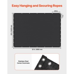 Varjostuskangas HDPE 2440x3660 mm musta 90% ulkokäyttöön