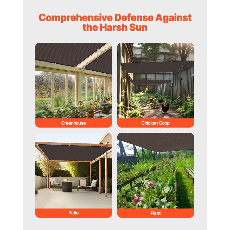 Varjokangas korkeatiheyksinen polyeteeni 140 g/m² 2440x3660 mm ruskea 90% varjostus ulkokäyttöön