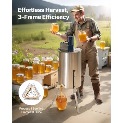 Sähkökäyttöinen hunajalinko 3 kehälle 201 ruostumatonta terästä 15 kg läpinäkyvällä kannella