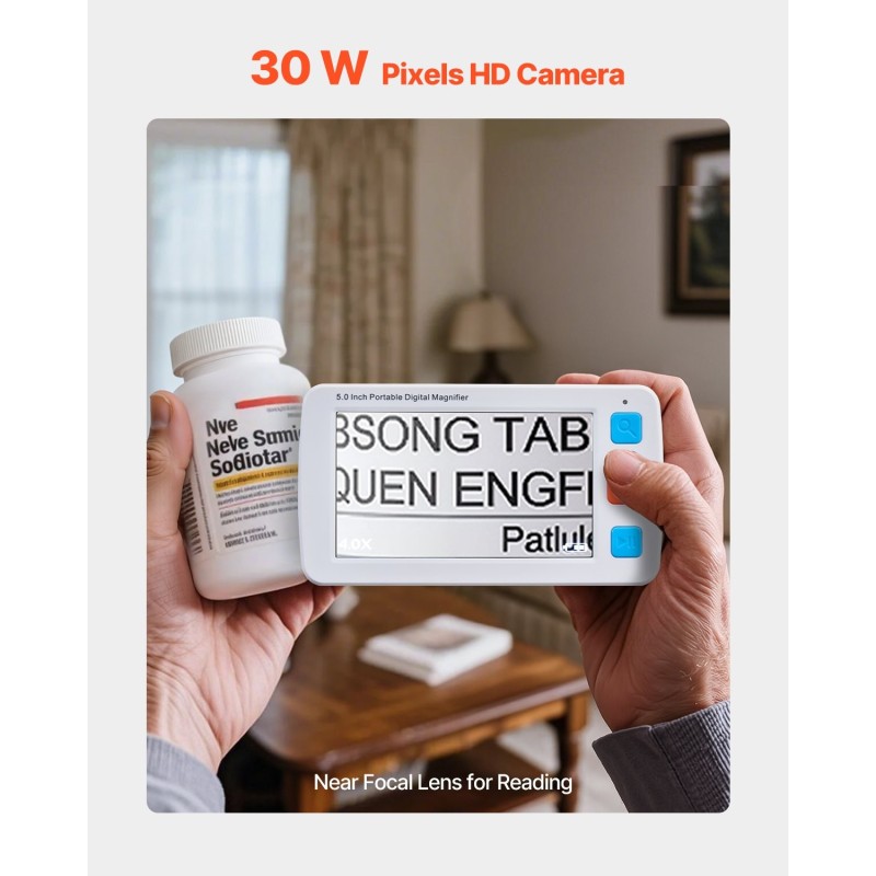Kannettava digitaalinen suurennuslaite 5-tuumainen LCD-näyttö 4–32-kertainen suurennus 2500 mAh akku
