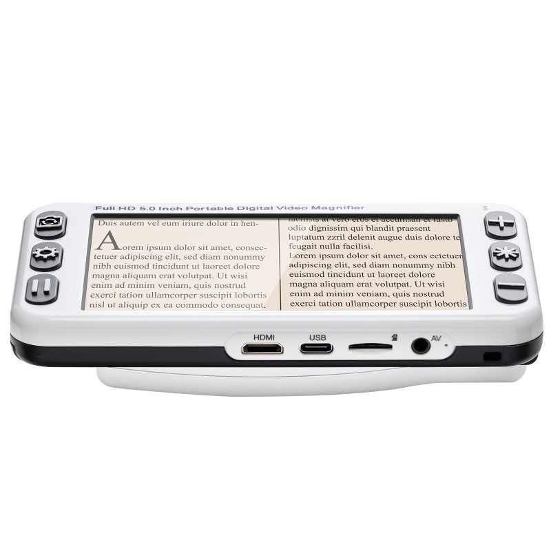 Kannettava digitaalinen suurennuslaite viiden tuuman LCD-näytöllä kolmetoista megapikselin kaksoiskameralla 2–48-kertaisella