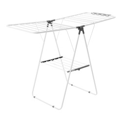 Pyykkiteline kokoontaitettava 2 tasoinen rautaputkista ja PP muovista 21 tangolla