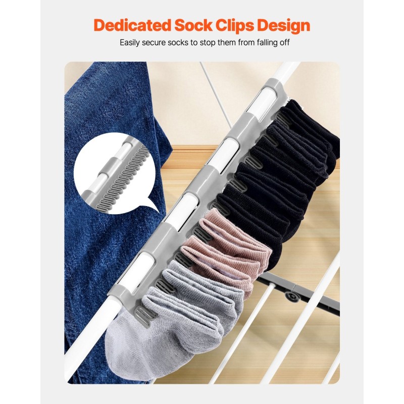 Pyykkiteline kokoontaitettava 2-tasoinen rautaputkista ja PP-muovista 21 tangolla