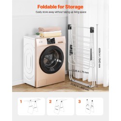 Pyykkiteline kokoontaitettava 2-tasoinen rautaputkista ja PP-muovista 21 tangolla