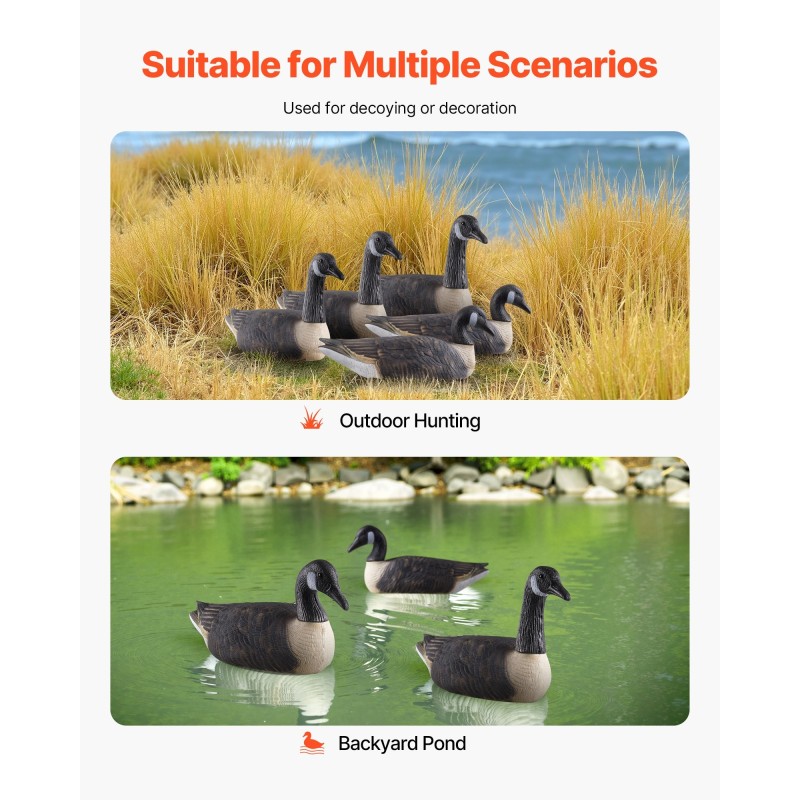 Kanadanhanhen kelluvat haaskat 6 kpl kestävää muovia vesilinnustukseen