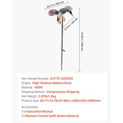 Sorsan houkutuslintu kestävä muovi koko 680×350×1460 mm 120 metrin infrapunakaukosäädin metsästykseen