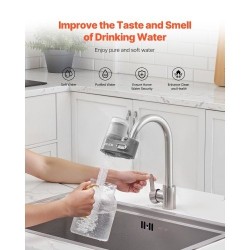 Hanaan kiinnitettävä ABS-muovinen vedensuodatin hiilikuitusuodattimella kahdella vesitilalla 1200 litraa