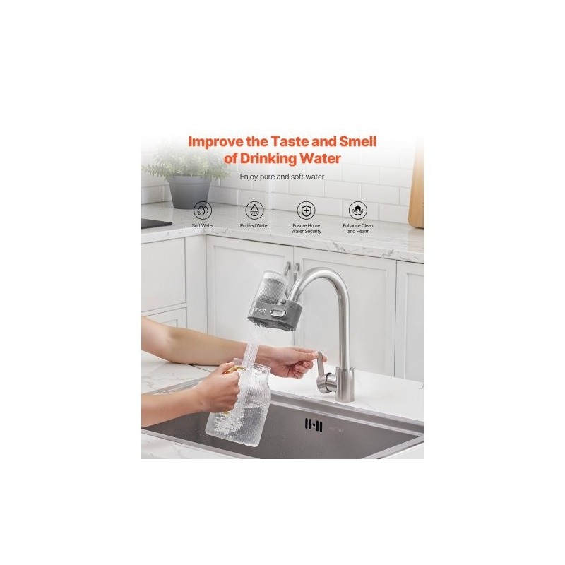 Hanaan kiinnitettävä ABS-muovinen vedensuodatin hiilikuitusuodattimella kahdella vesitilalla 1200 litraa