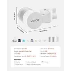 Hanaan asennettava vedensuodatin ABS-muovinen hiilikuitusuodatin 1200L kolmella vesitilalla keittiöön kylpyhuoneeseen