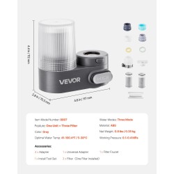 Hanaan asennettava vedensuodatin muovinen harmaa kolme suodatinta 1200 litraa