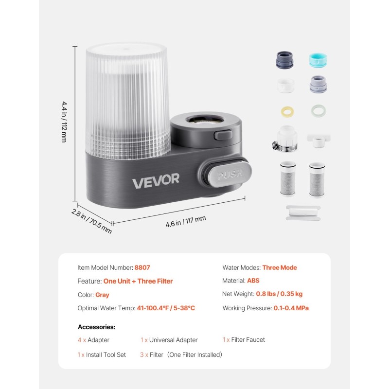 Hanaan asennettava vedensuodatin muovinen harmaa kolme suodatinta 1200 litraa