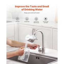 Hanakiinnitteinen valkoinen ABS vedensuodatin hiilikuitusuodattimella keittiöön kylpyhuoneeseen