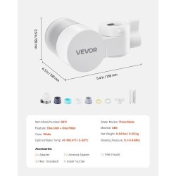 Hanakiinnitteinen valkoinen ABS vedensuodatin hiilikuitusuodattimella keittiöön kylpyhuoneeseen