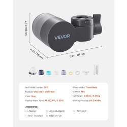 Hanasuodatin ABS hiilikuitusuodatin 1200L harmaa kolmella vesitilalla keittiöön ja kylpyhuoneeseen