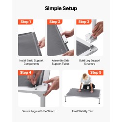 Koiran leposänky XL korkealle nostettu alumiinirunko verkkokangas harmaa