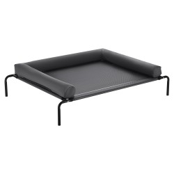 Korotettu koiranpeti teräsrunko hengittävä verkkokangas XL koko irrotettava pestävä tyyny harmaa