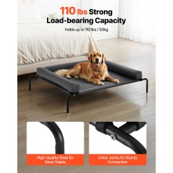 Korotettu koiranpeti teräsrunko hengittävä verkkokangas XL-koko irrotettava pestävä tyyny harmaa